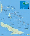 Detailed political map of Bahamas with roads, railroads and major ...