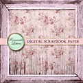 Shabby Chic Digital Scrapbook Paper Pack Pink Floral Digital | Etsy UK