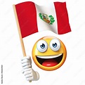 Emoji holding Peruvian flag, emoticon waving national flag of Peru 3d ...