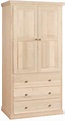 UNFINISHED TRADITIONAL TWO DOOR / THREE DRAWER ARMOIRE: Unfinished ...