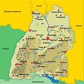 Karte Baden Württemberg Mit Flüssen | Rurradweg Karte