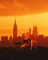 A striking Orange sunset over Manhattan | Orange city, Sunset city ...