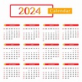 Calendario Anual 2024 Con Estilo Geométrico único Rojo Y Amarillo ...