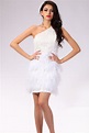 Elegant One Shoulder Short White Lace Feather Party Prom Dress