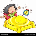 A girl waking up with an alarm Royalty Free Vector Image