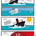 comic style sequence of Titanic sinking : dalle2