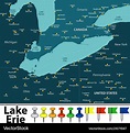 Map of lake erie Royalty Free Vector Image - VectorStock