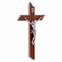 Crucifix moderne en bois de poirier 21 cm corps métallique | vente en ...