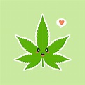 Cute and kawaii smiling happy marijuana weed green leaf face. Vector ...