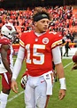 Quarterback Patrick Mahomes of the Kansas City Chiefs looks on after ...