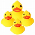 Set of 4 2.8" Yellow Ducks Rubber Bath Toys Set Pure Natural Cute ...