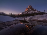 Liberty Bell Mountain on a cold spring morning in the North Cascades of ...
