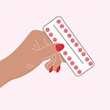 ilustración de la mano que sostiene las píldoras anticonceptivas ...