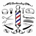 Vector monocromo colección de herramientas de barbería.. ¡Elige entre ...