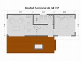 Plano Cabañas Modernas de 34 m2