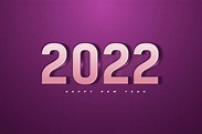 Premium Vector | 2022 happy new year on purple background with light ...
