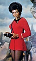 Nichelle Nichols as Uhura in an early publicity shot from 1966, wearing ...