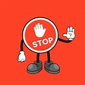 Señal de stop personaje de dibujos animados con un gesto de parada ...