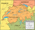 Map Of Switzerland And Surrounding Countries - Islands With Names