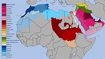 Arabe - dialectes • Carte • PopulationData.net