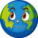 Earth cartoon character with happy face expression on white background ...