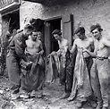 German prisoners of war being deloused before interrogation, Castel del ...