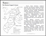Thirteen Original Colonies Map Worksheet | Student Handouts