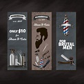 Conjunto de banners publicitarios de barbería. | Vector Premium