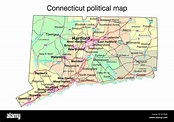 Mapa político del estado de Connecticut Fotografía de stock - Alamy