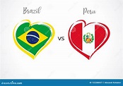 Brazil Vs Peru, National Team Flags on White Background Stock Vector ...