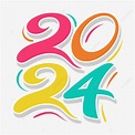 Diseño De Texto O Número De Año Nuevo 2024 Con Colorido Dibujado A Mano ...
