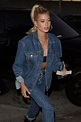 Hailey Baldwin in Denim Outfit - Night Out at Craig's in West Hollywood ...