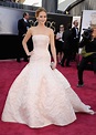 Jennifer Lawrence in in long white dress at Oscars 2013 -06 | GotCeleb