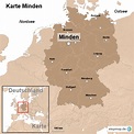 Karte Minden von ortslagekarte - Landkarte für Deutschland