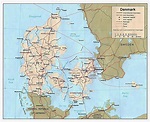 Detailed political and administrative map of Denmark with roads and ...