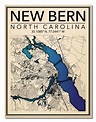 Wall Art Map Print New Bern North Carolina - Etsy