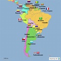 Südamaerika Länder und Hauptstädte von Kleifges - Landkarte für Südamerika