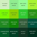 99 Shades of Green Color with Names, HEX, RGB, & CMYK | Green color ...