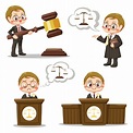 equipo de jueces con martillo de ley y vector de dibujos animados de ...