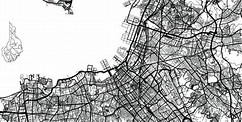 Mapa da cidade de vetor urbano de fukuoka, japão • adesivos para a ...
