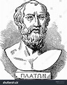 Plato (428-348 BC) portrait in line art. He was an ancient Greek ...