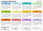 Calendario 2025 en Word, Excel y PDF - Calendarpedia