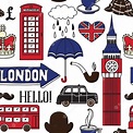 Iconos de londres en ilustración dibujada a mano | Vector Premium