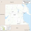 Map of Alpena County, Michigan showing cities, highways & important ...