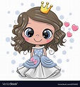 Cartoon princess with hearts on a white background | Princess cartoon ...