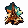 pegatina de dibujos animados de la torre eiffel en parís, francia ...
