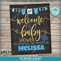 Editable Baby Shower Welcome Sign, It's a Boy, Blue Decor Clothesline ...