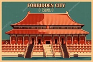 Cartel vintage de Ciudad Prohibida en Beijing famoso monumento en China ...