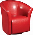 Ethan Red Faux Leather Swivel Accent Chair | The Brick