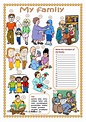 My family ( worksheet) | Family worksheet, Esl lessons, Family tree ...